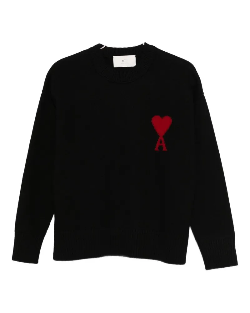 AMI Paris Ami de Coeur Wollpullover Black