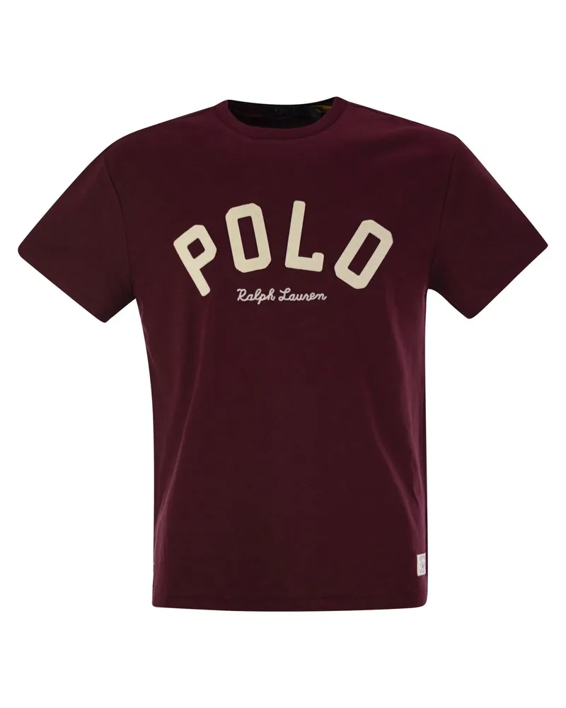 Ralph Lauren Jersey T -Shirt mit klassischem Fit -Logo Bordeaux