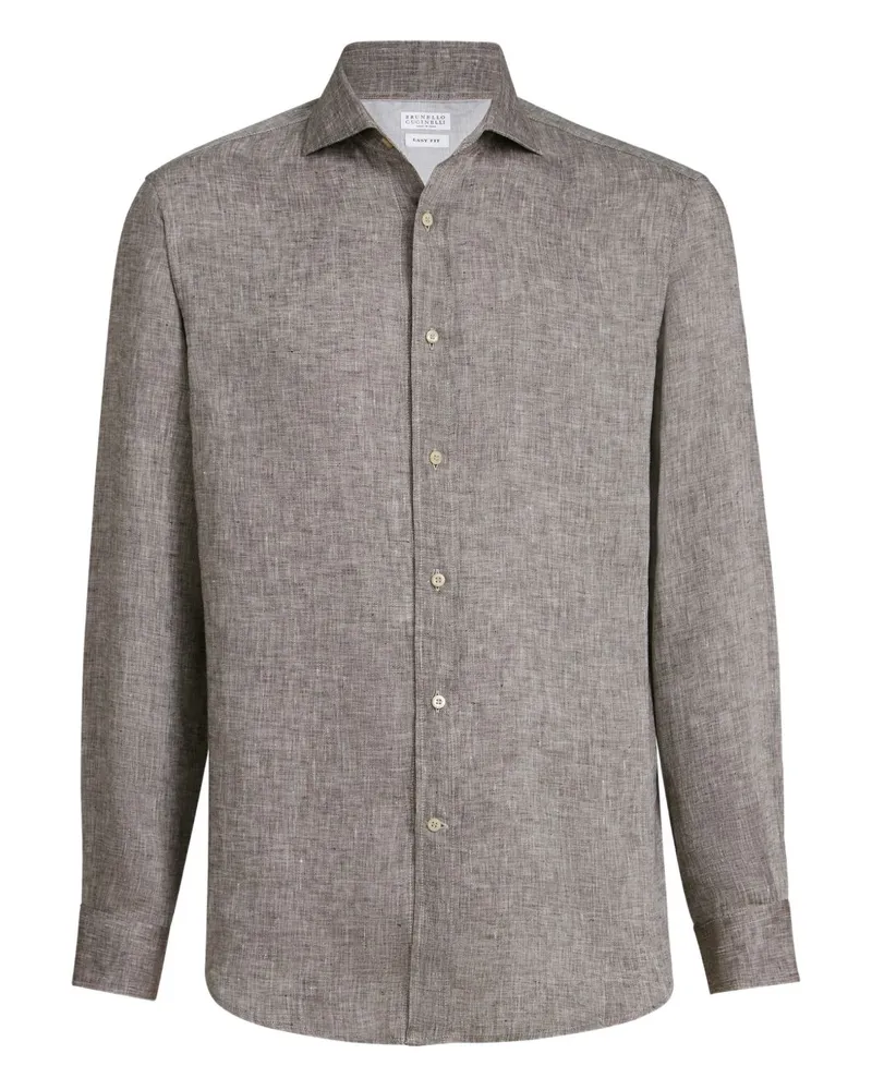 Brunello Cucinelli Leinenhemd Marrone