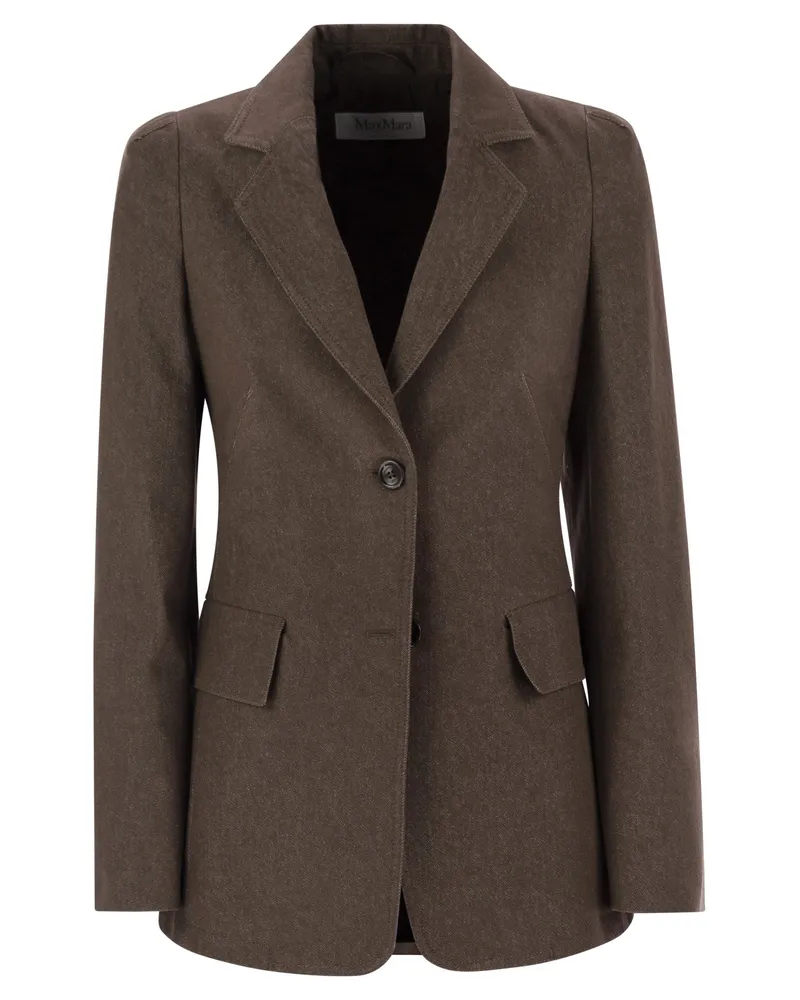 Max Mara Agguati Denim Effekt Baumwollblazer Brown