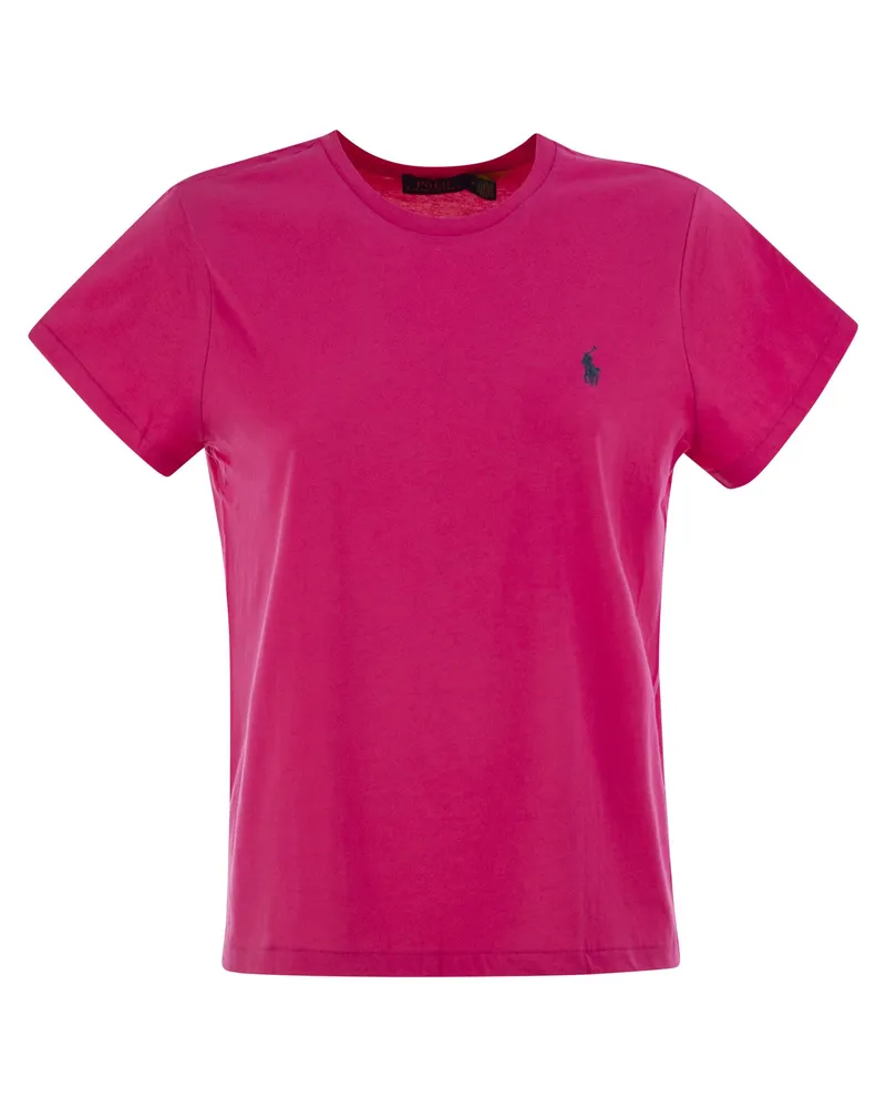 Ralph Lauren Crewneck Baumwoll -T -Shirt Fuchsia