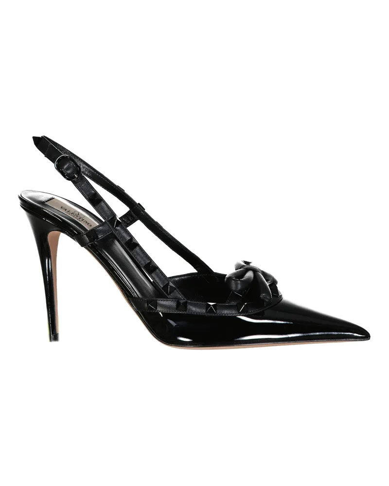 Valentino Garavani Valentino Garavani Rockstud Leder Slingback Pumps Black