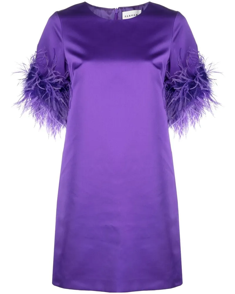 P.A.R.O.S.H. gefiedertes Minikleid Purple