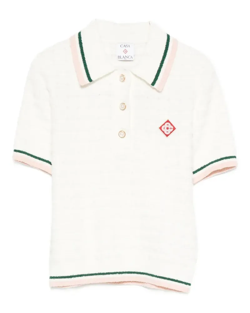 Casablanca Paris Textured Strick Polo White