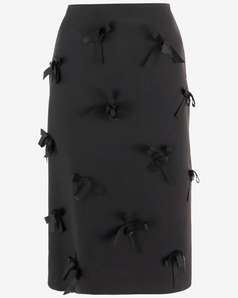 Jil Sander Satinrock mit bestickten Schleifen Black