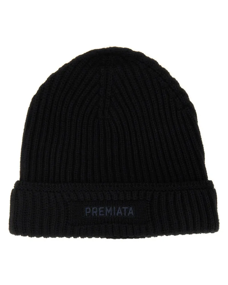 Premiata Wollkappe mit Logo Black