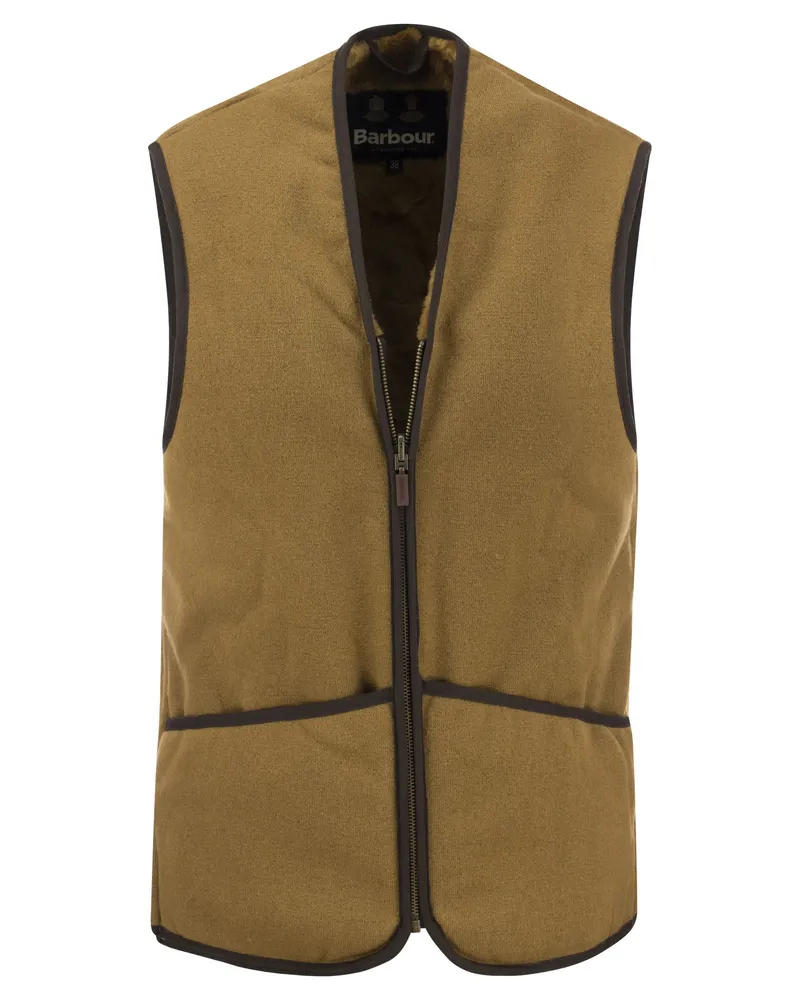 Barbour warmer Stapel Weste/Reißverschluss in Liner Camel