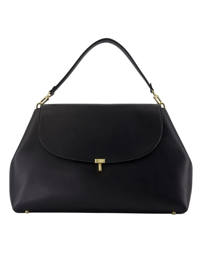 Totême T Lock Satchel Geldbörse  Leder schwarz Schwarz