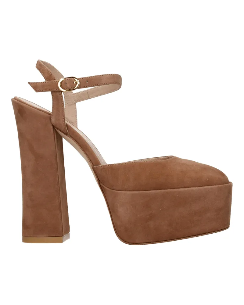 Stuart Weitzman Sandals Skyhi Womens Suede Beige/Cappuccino -