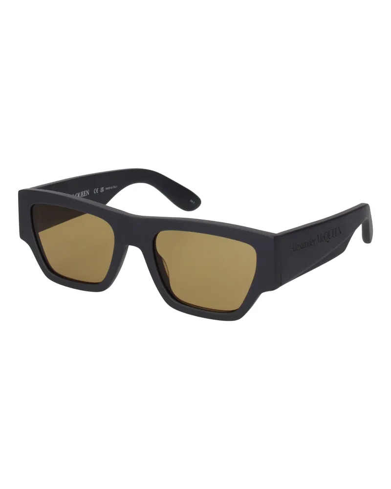 Alexander McQueen Herrens Sonnenbrille Acetat Grau/Gelb -