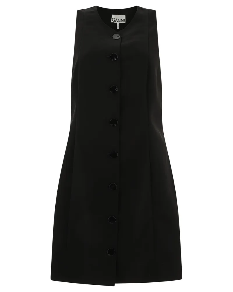 Ganni Twill -Kleid Black