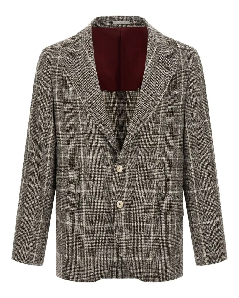 Brunello Cucinelli Wolle dekonstruierte Jacke Brown