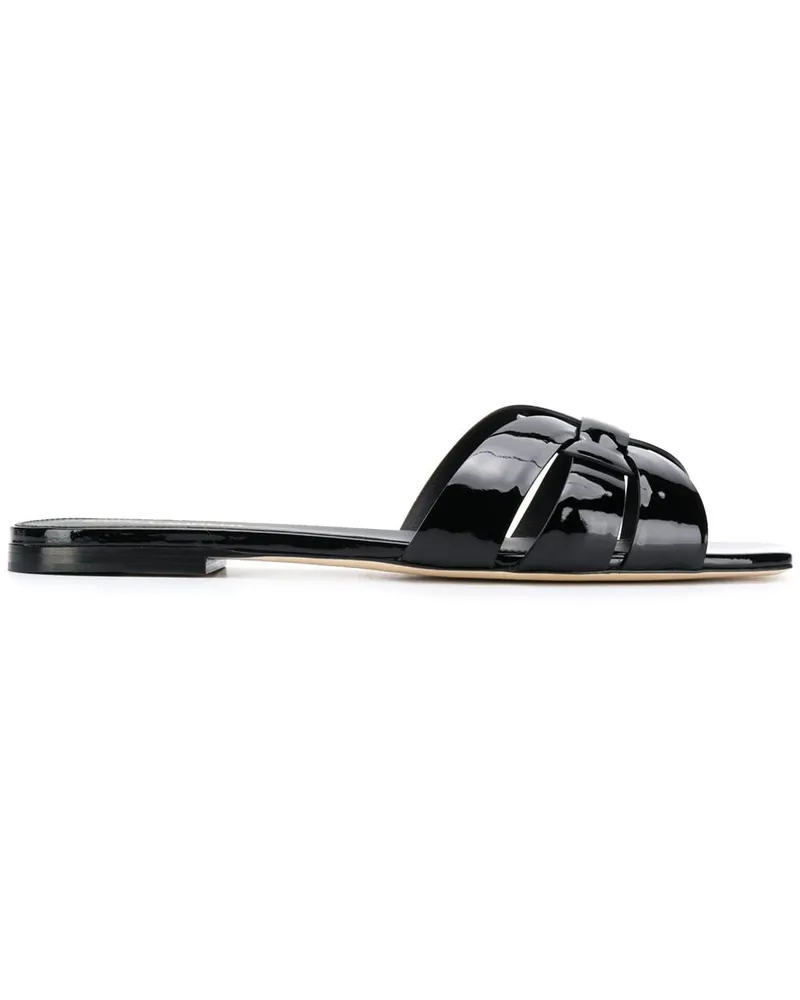 Saint Laurent Tribute Leder flache Sandalen Black