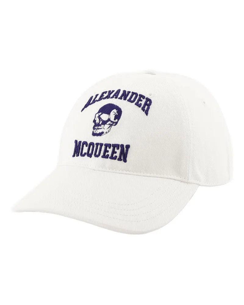 Alexander McQueen Varsity Skull Lo Cap  Baumwollwittchen White