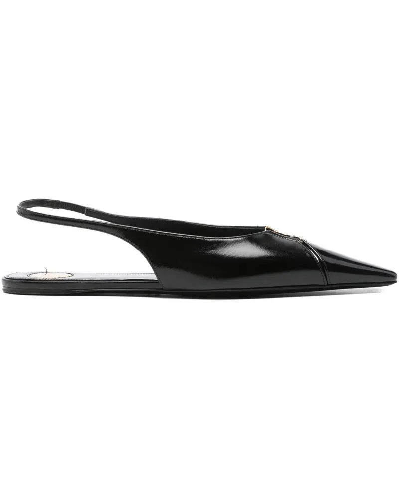 Saint Laurent Babylone Leder Slingback Ballets Black