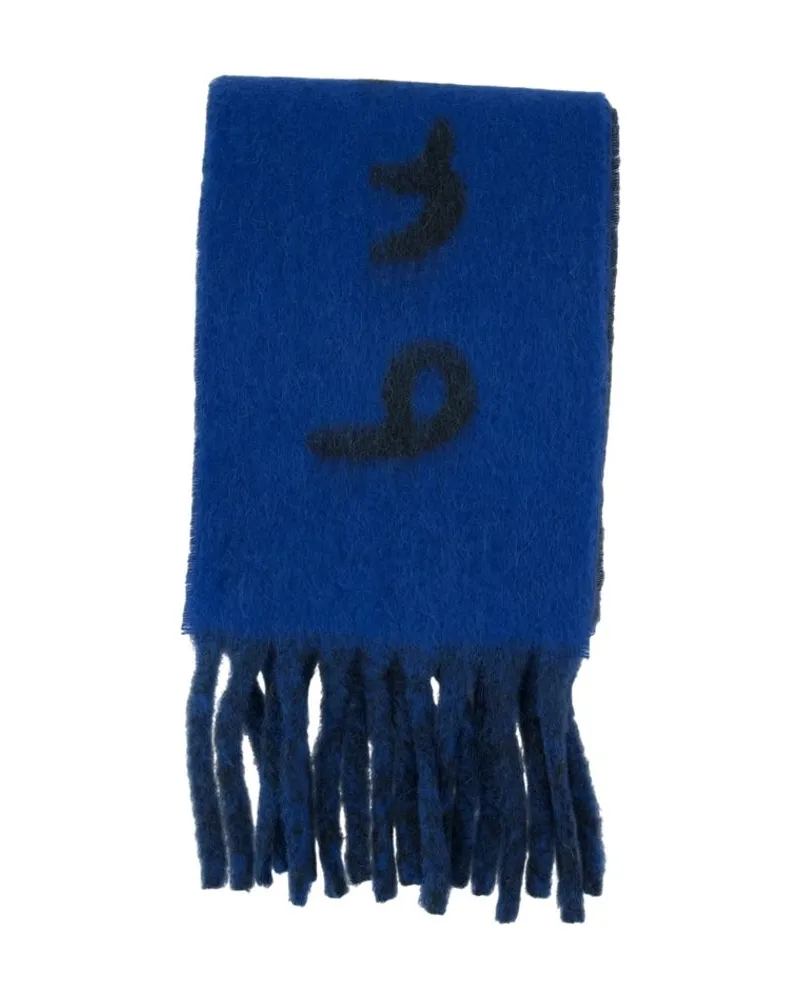 Burberry MU Text Schal  Wolle blau Blau