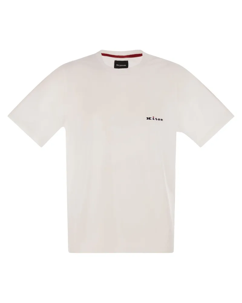 Kiton Baumwoll -T -Shirt mit Logo White