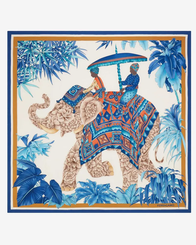 Ferragamo Seidenschal mit indischem Aufdruck Red