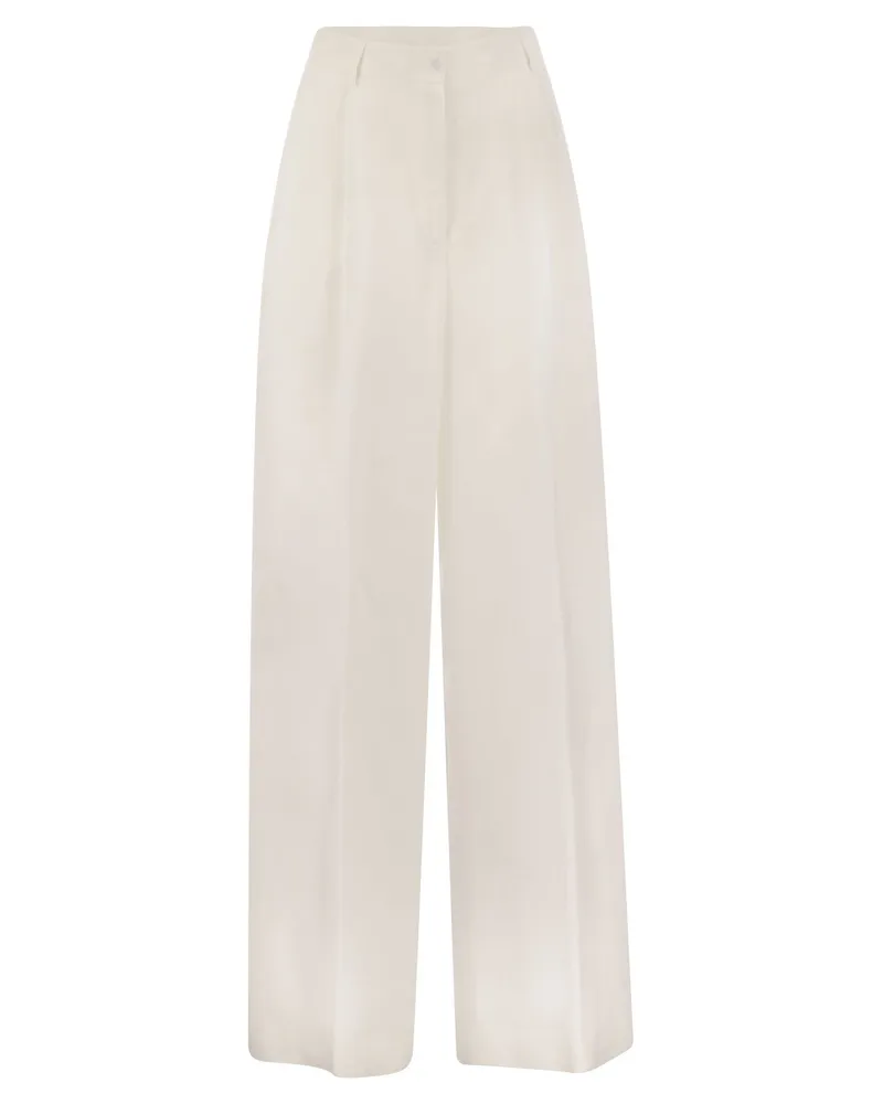 Antonelli Firenze Tulipano Leinen breite Hose Weiss