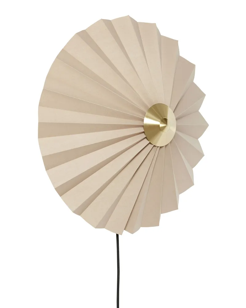Hübsch Wandleuchte mit Stromkabel Pliss - Beige - Gefaltete Baumwolle 