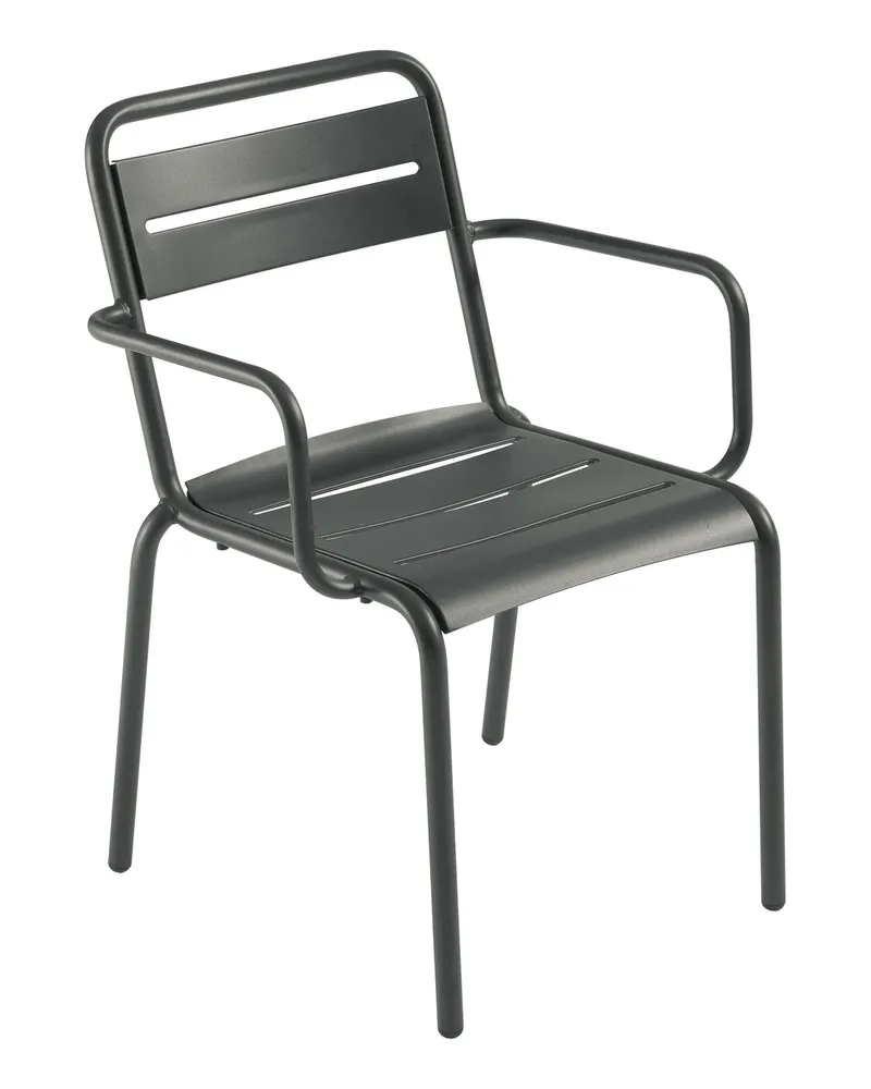 EMU Stapelbarer Sessel Star - Grau - gefirnister Stahl 
