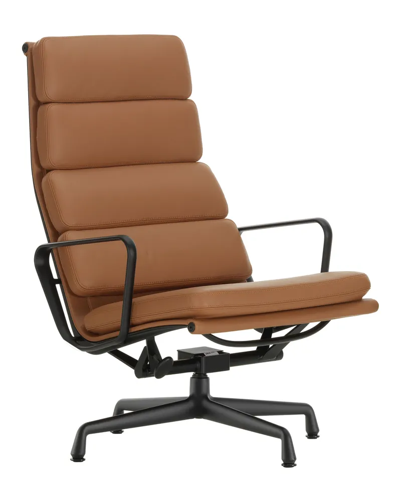 Vitra Gepolsterter Sessel Soft Pad - Braun - Rindsleder - Designer Charles & Ray Eames 