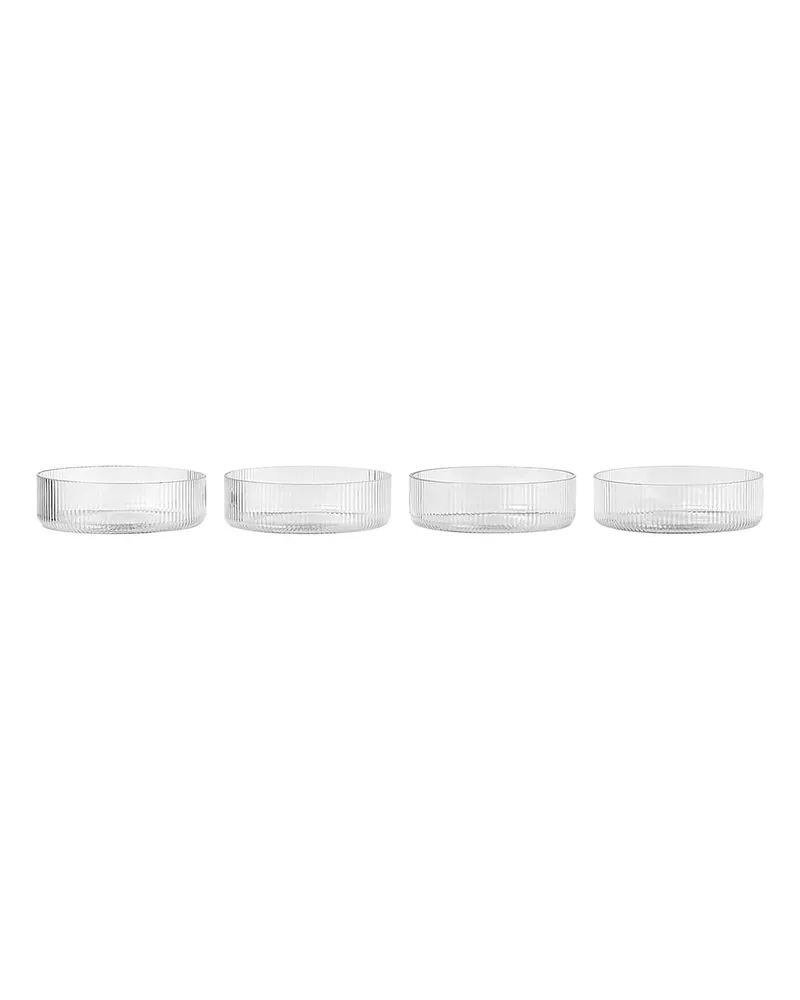 ferm LIVING Schale Ripple - Weiß - mundgeblasenes Glas 