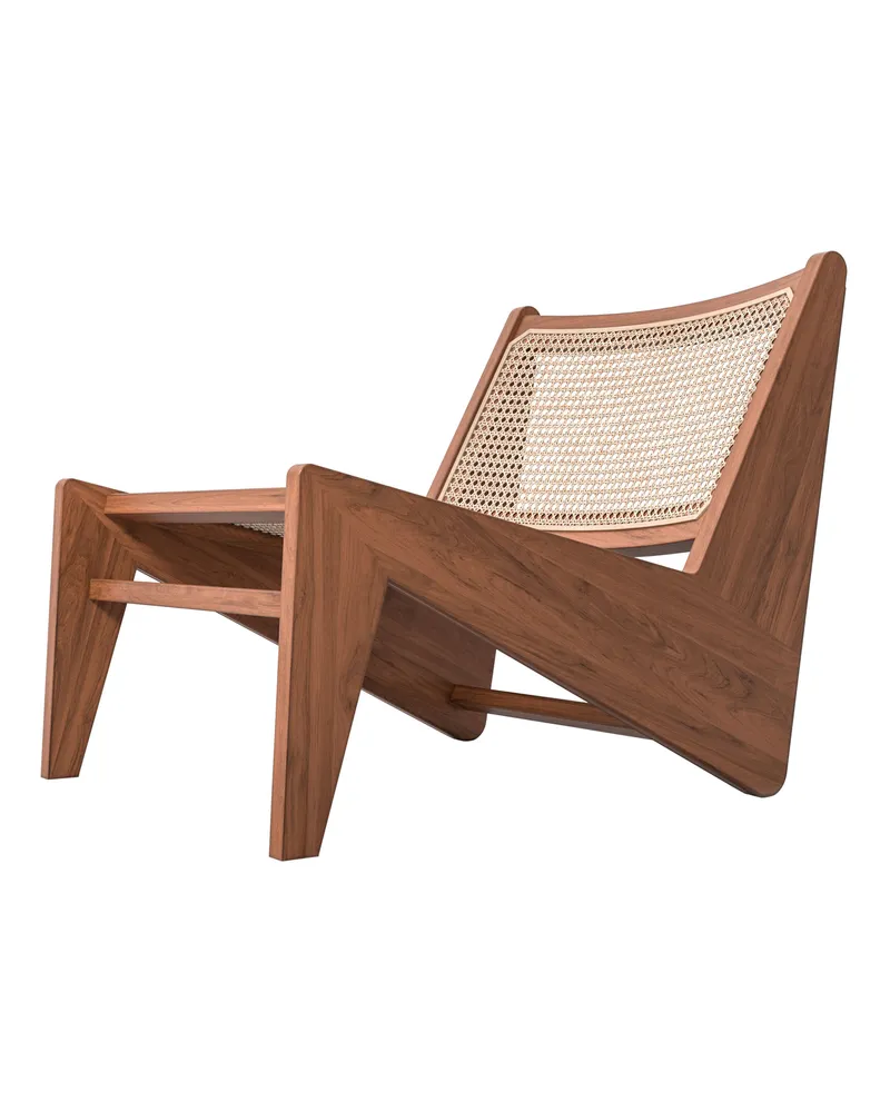 Cassina Sessel Pierre Jeanneret - Holz natur - Rattan-Geflecht - Designer Pierre Jeanneret 