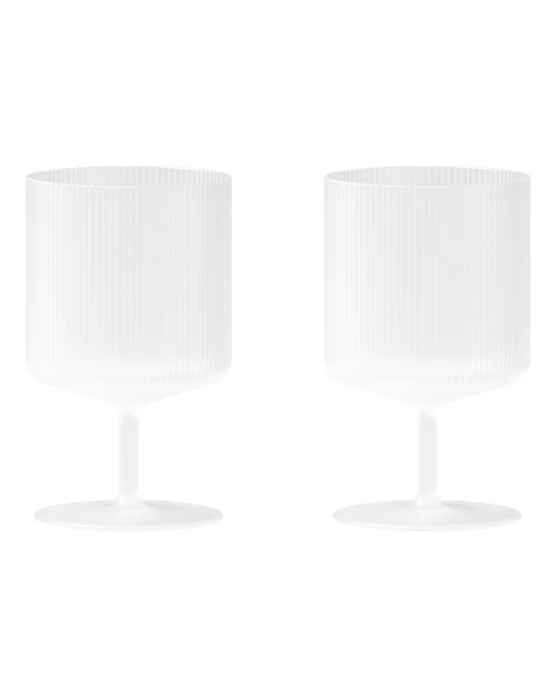 ferm LIVING Weinglas Ripple - Weiß - mundgeblasenes Glas 