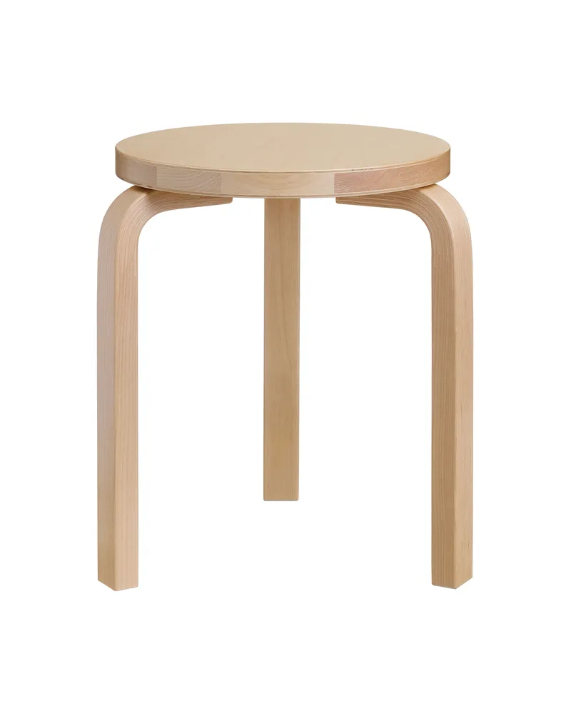 Artek Stappelbarer Hocker L-leg - Holz natur - Birke Schichtholz - Designer Alvar Aalto 