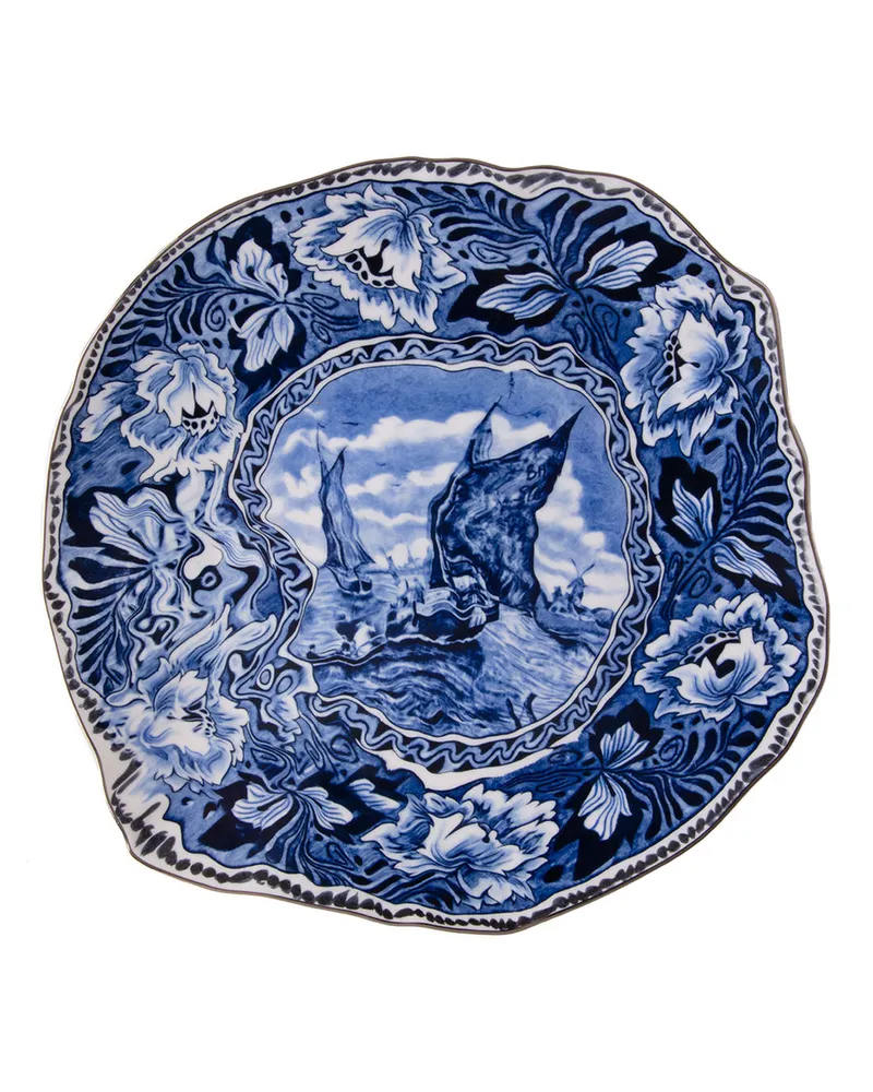 Seletti Teller Classic on acid - Blau - Feines Porzellan - Designer Diesel Creative Team 