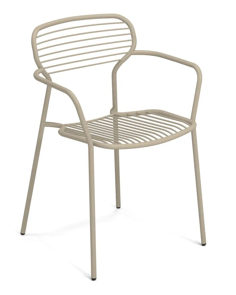 EMU Stapelbarer Sessel Apero - Beige - gefirnister Stahl - Designer Martin Drechsel 