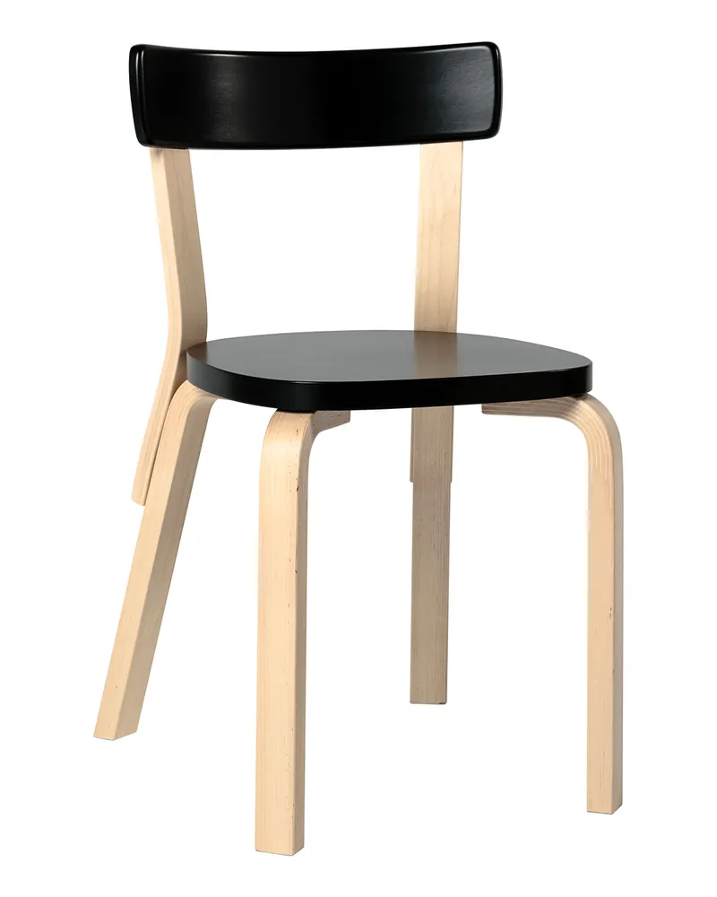 Artek Stuhl L-leg - Schwarz - Birke Schichtholz - Designer Alvar Aalto 
