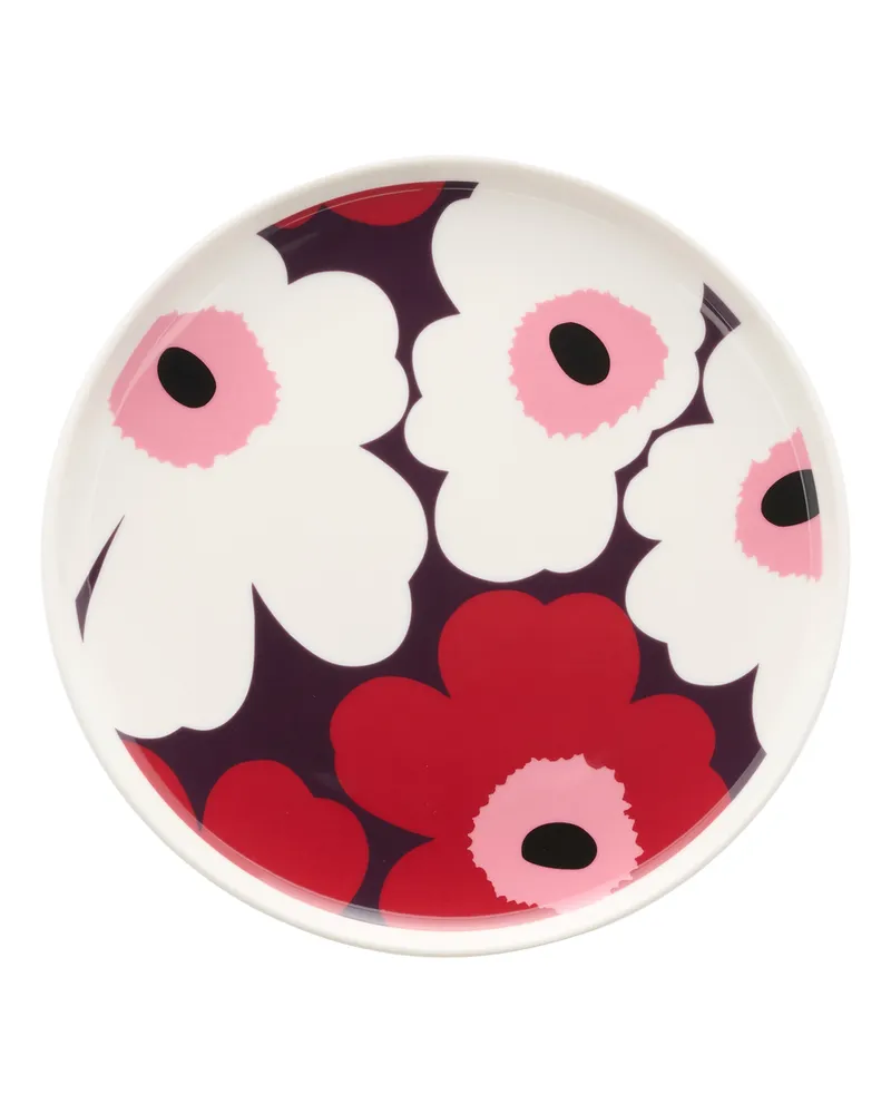 Marimekko Dessertteller Unikko - Violett - Sandstein - Designer Maija Isola 