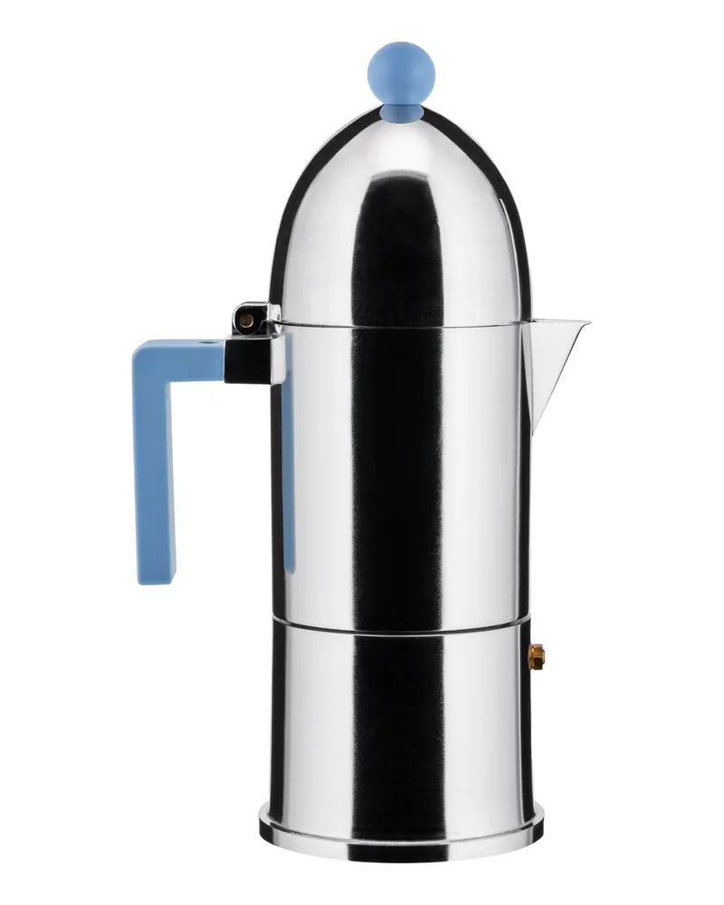Alessi italienischer Kaffeebereiter La Cupola - Blau - Stahl, magnetisch - Designer Aldo Rossi 