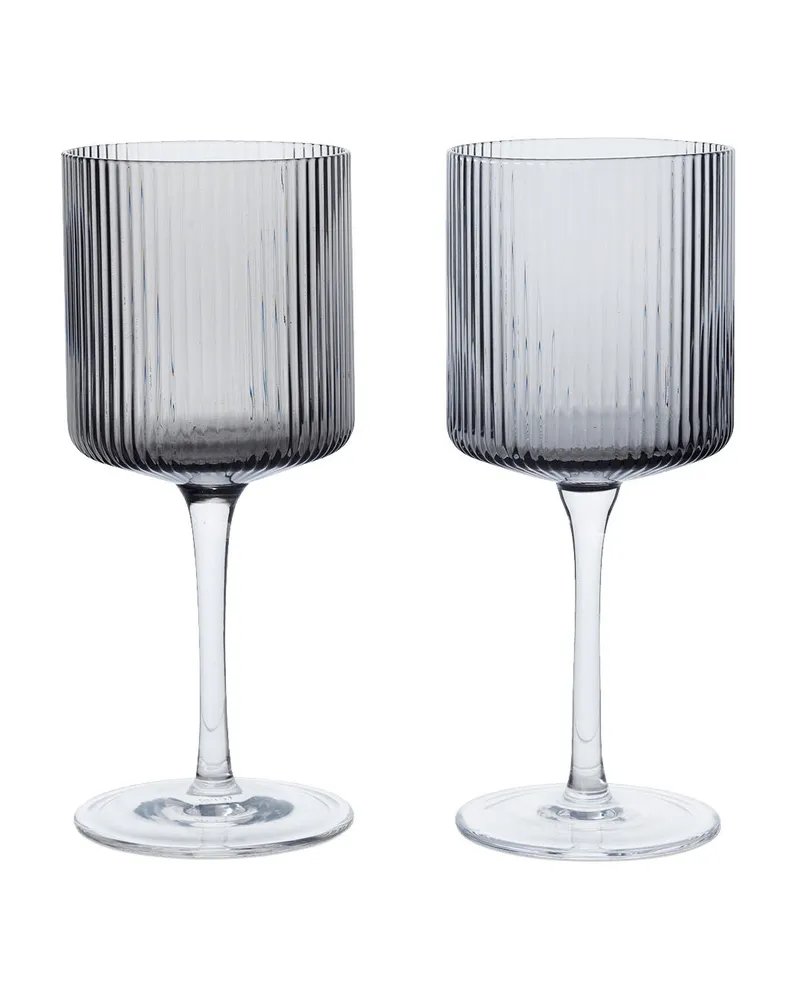 ferm LIVING Weißweinglas Ripple - Grau - mundgeblasenes Glas - Designer Trine Andersen 