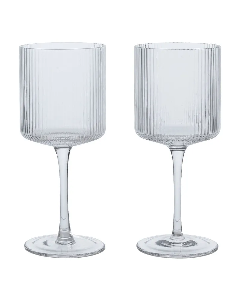 ferm LIVING Weißweinglas Ripple - Grau - mundgeblasenes Glas - Designer Trine Andersen 