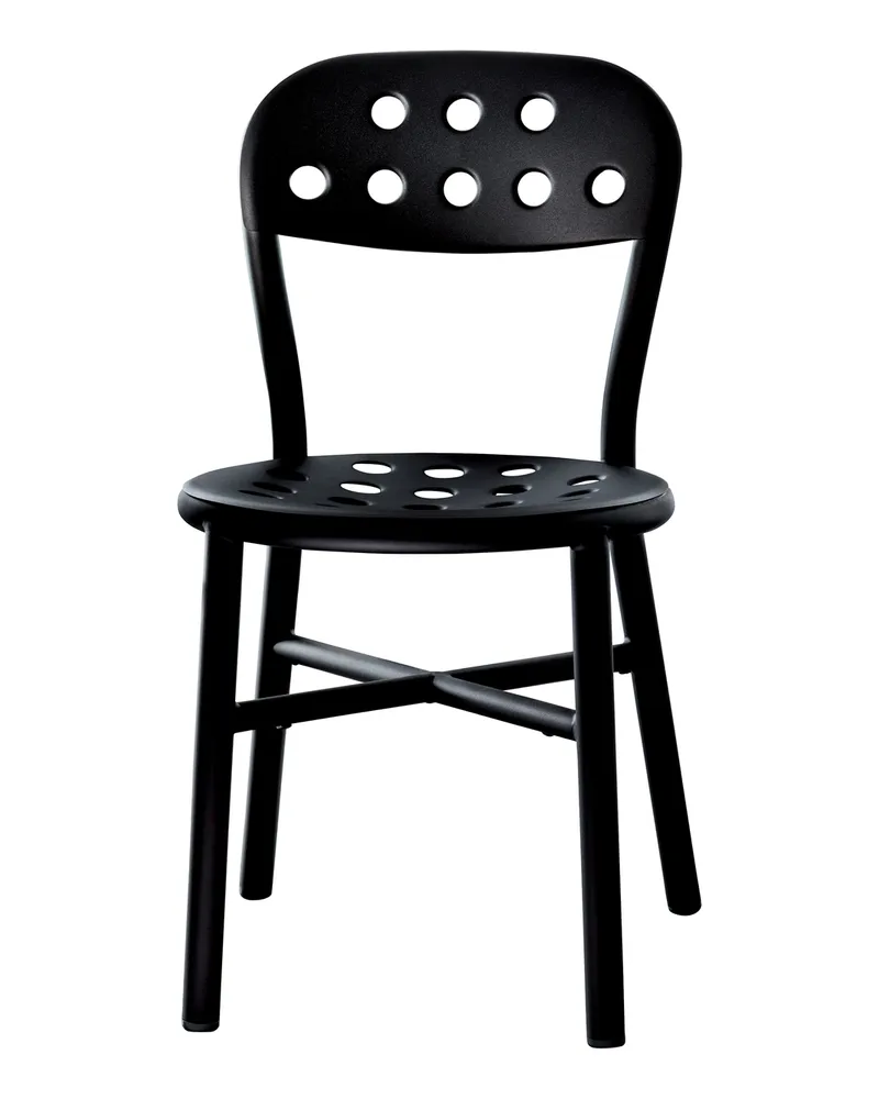 Magis Stapelbarer Stuhl Pipe - Schwarz - gefirnister Stahl - Designer Jasper Morrison 