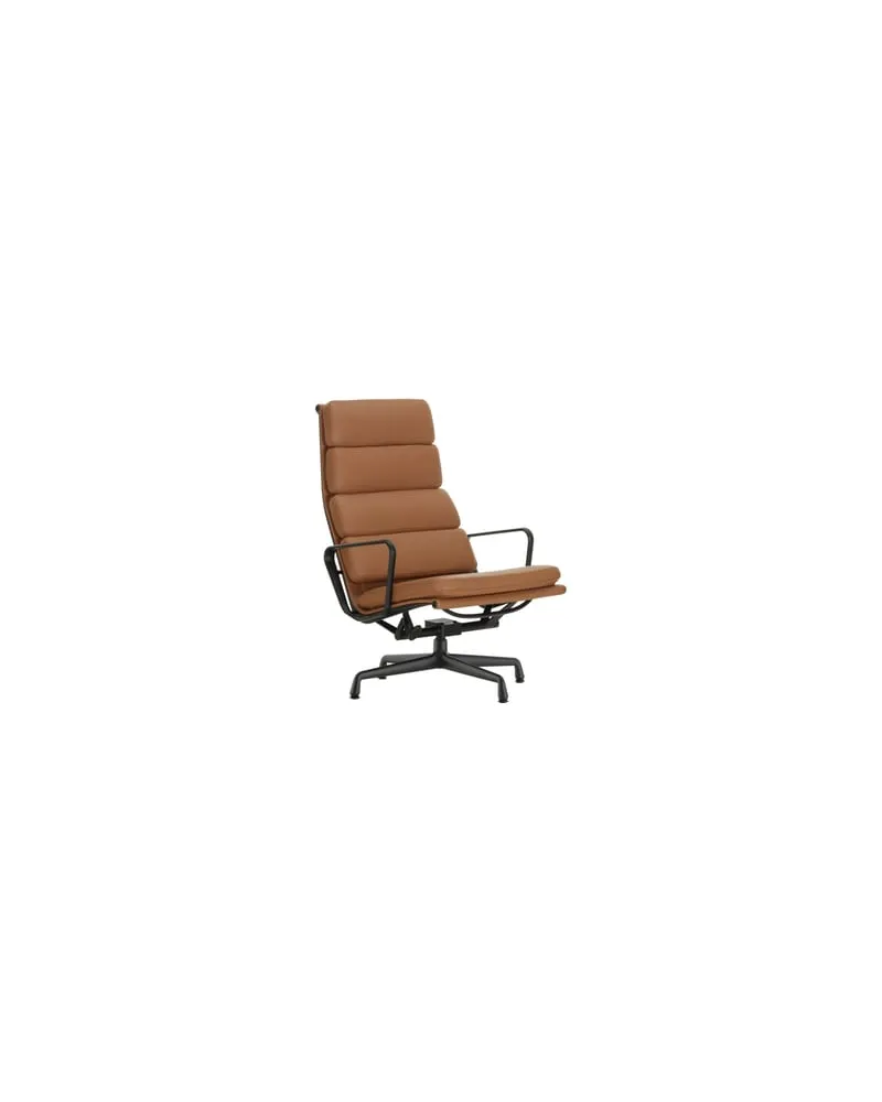Vitra Gepolsterter Sessel Soft Pad - Braun - Aluminium-Druckguß - Designer Charles & Ray Eames 