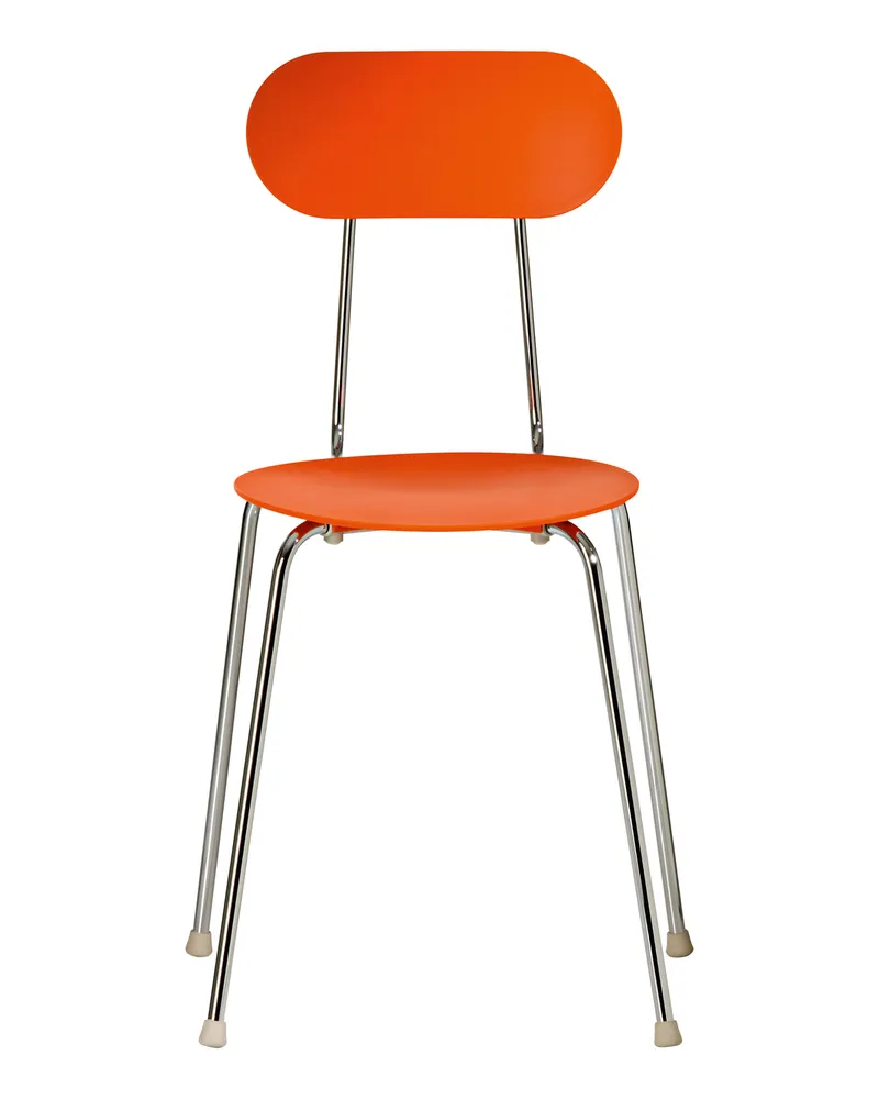 Magis Stapelbarer Stuhl Mariolina - Orange - verchromter Stahl - Designer Enzo Mari 