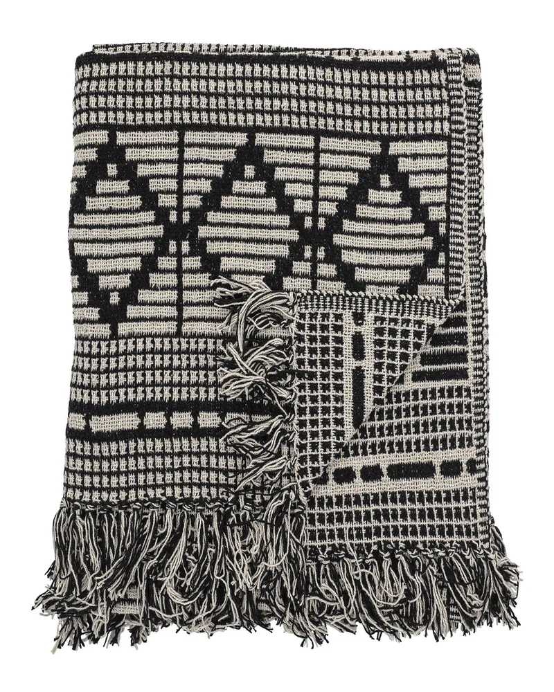 Bloomingville Decke Plaids - Schwarz - Recycelte Baumwolle 