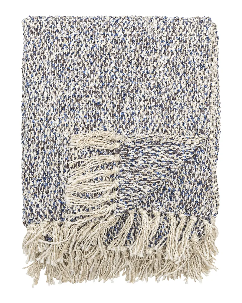 Bloomingville Decke Ocean - Blau - Polyesterfaser 