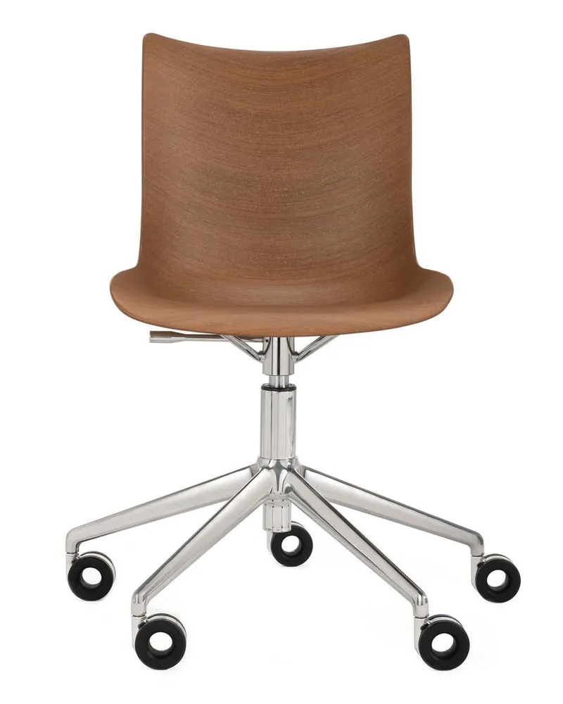 Kartell Stuhl mit Rollen Smart Wood - Holz natur - Designer Philippe Starck 