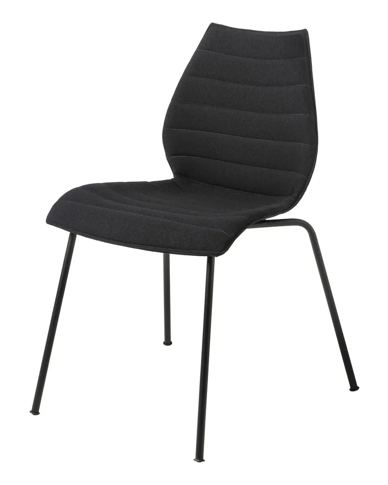 Kartell Stapelbarer Stuhl Maui - Schwarz - Trevira Stoff - Designer Vico Magistretti 