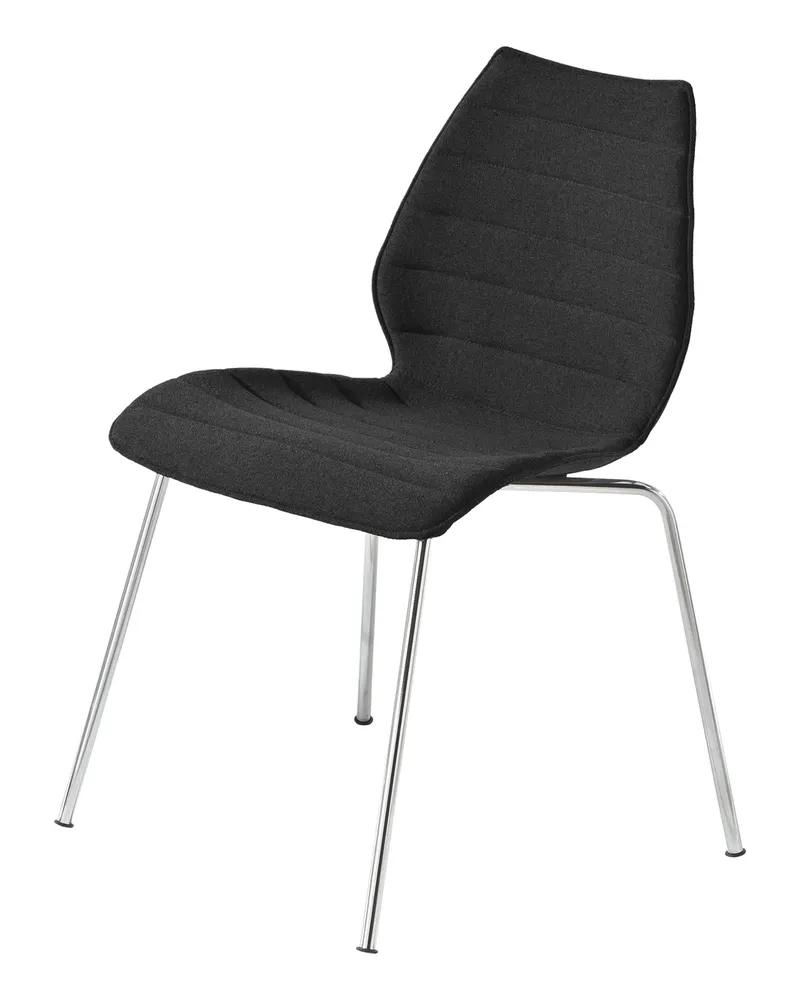 Kartell Stapelbarer Stuhl Maui - Schwarz - Trevira Stoff - Designer Vico Magistretti 