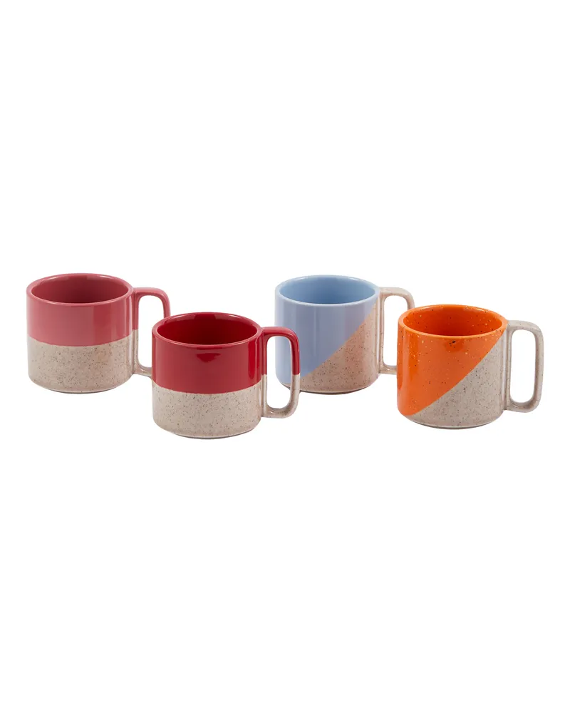 POLSPOTTEN Set aus 4 stapelbaren Bechern - 320 ml Stacking - Bunt - Keramik 