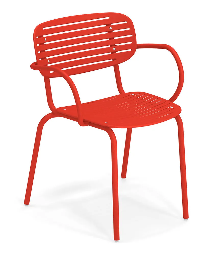 EMU Stapelbarer Sessel Mom - Rot - gefirnister Stahl - Designer Florent Coirier 