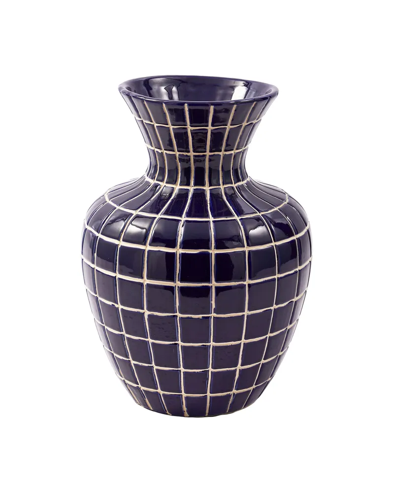 POLSPOTTEN Vase Hamam - Blau - emaillierte Keramik 
