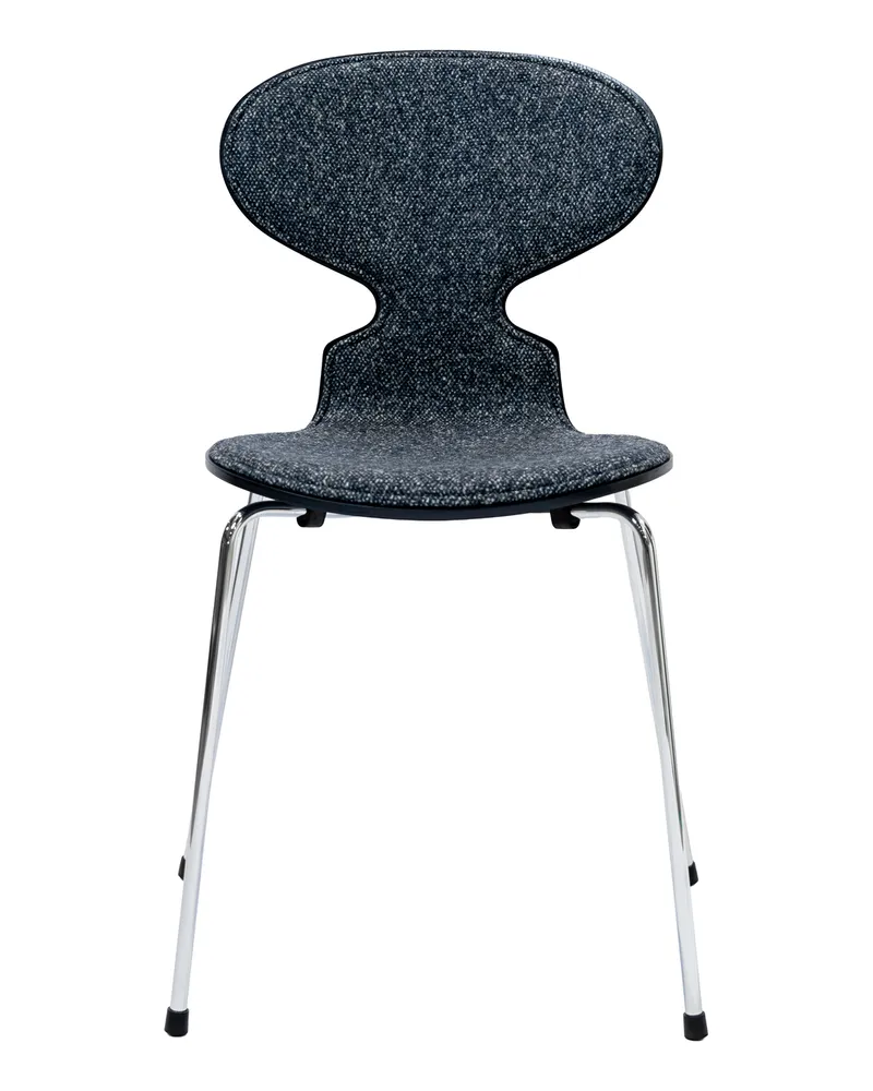 Fritz Hansen Gepolsterter Stuhl Fourmi - Blau - Eschefurnier, gefärbt - Designer Arne Jacobsen 