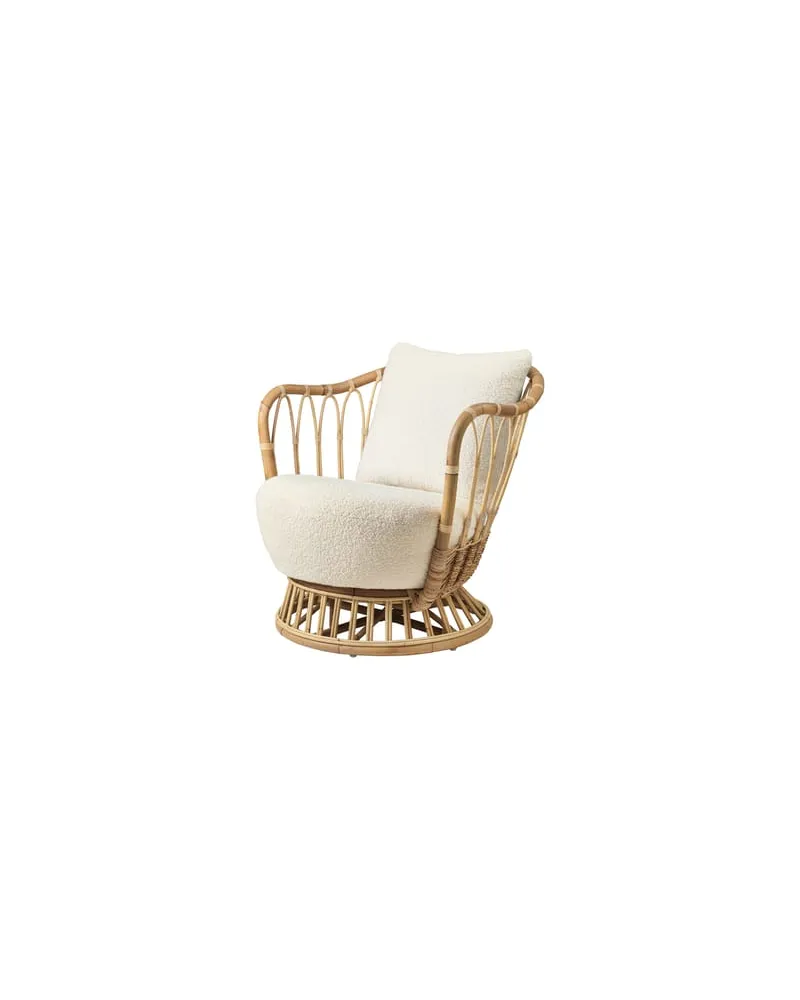 Gubi Gepolsterter Sessel Grace - Weiß - Rattan - Designer Tove Kindt-Larsen 